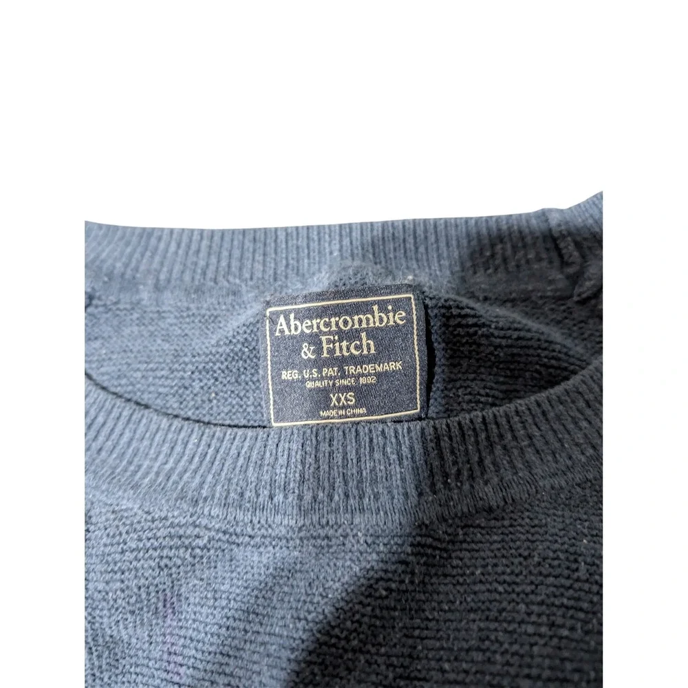 Abercrombie & Fitch Womens XXS Navy‎ Blue Knit Sweater Moose Logo A4